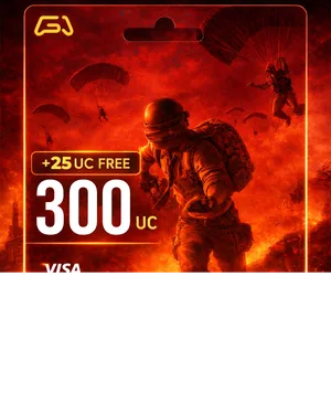 بطاقة شحن شدات ببجي 300+ Free 25 UC - $4.99
