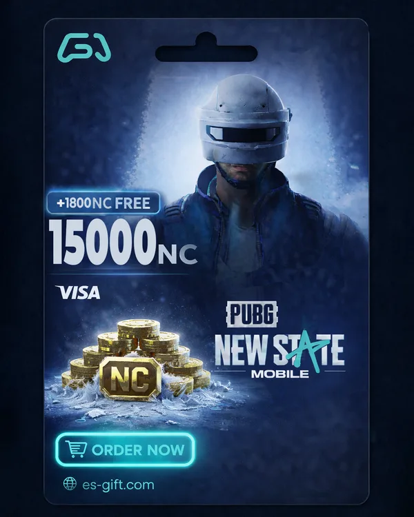 بطاقة شحن ببجي نيو ستيت - 15000+1800 NC